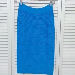 Women Medium Bright Blue High Waist Ruched Form Fitting Skirt